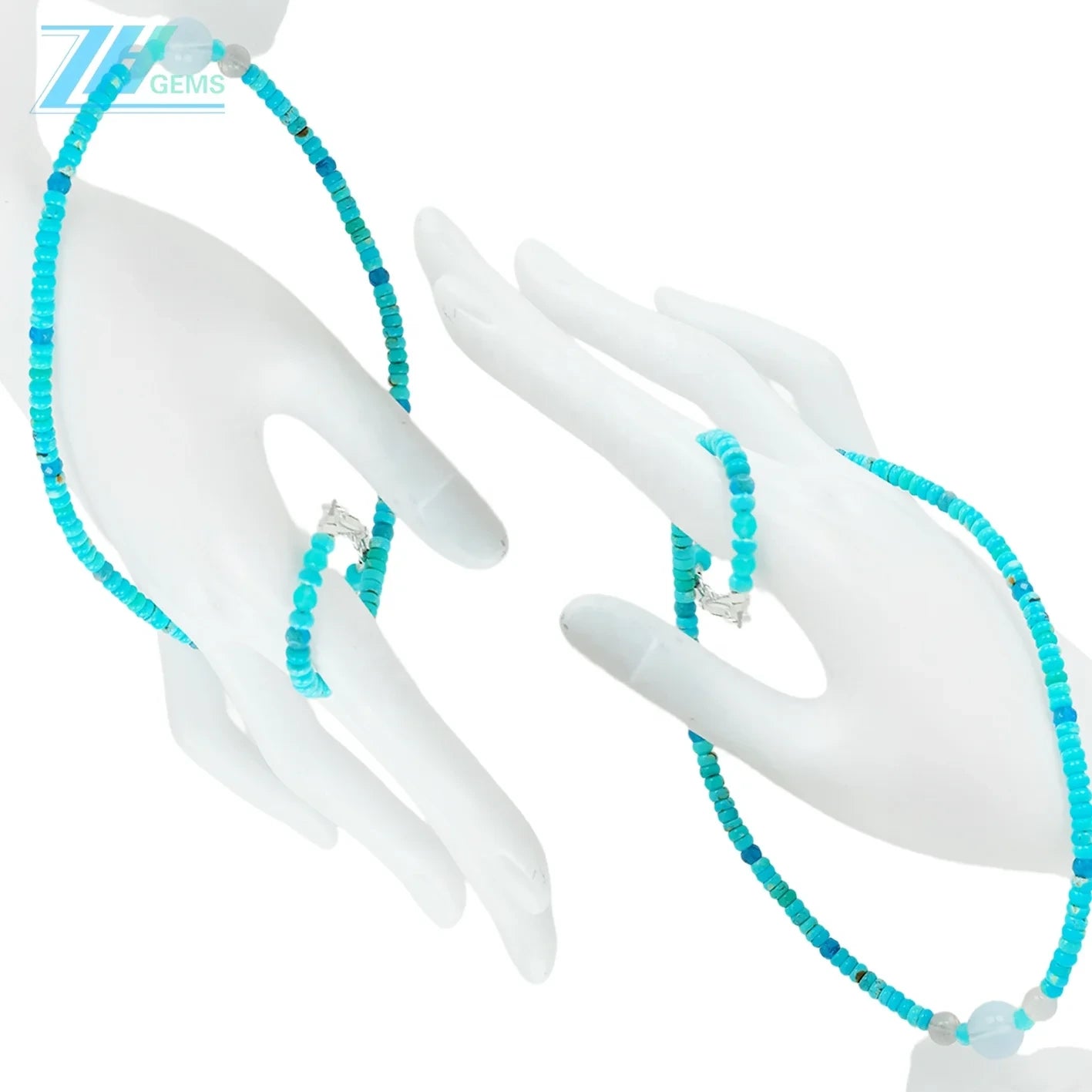 Natural Turquoise Amazonite Labradorite And Apatite Colorful Necklace 16inch 13.4gram High Quality Loose Beads Making Necklace