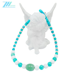 Natural Turquoise Amazonite Tridacna Aventurine Roundle Round Beads Gemstone Combination Jewelry Size 16inch Weight27.6g