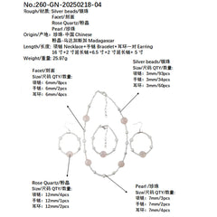 Jewelry Natural Rose Quartz Natural Pearls Sets Three-piece Sets Earrings Necklaces Bracelets Original Jewelry