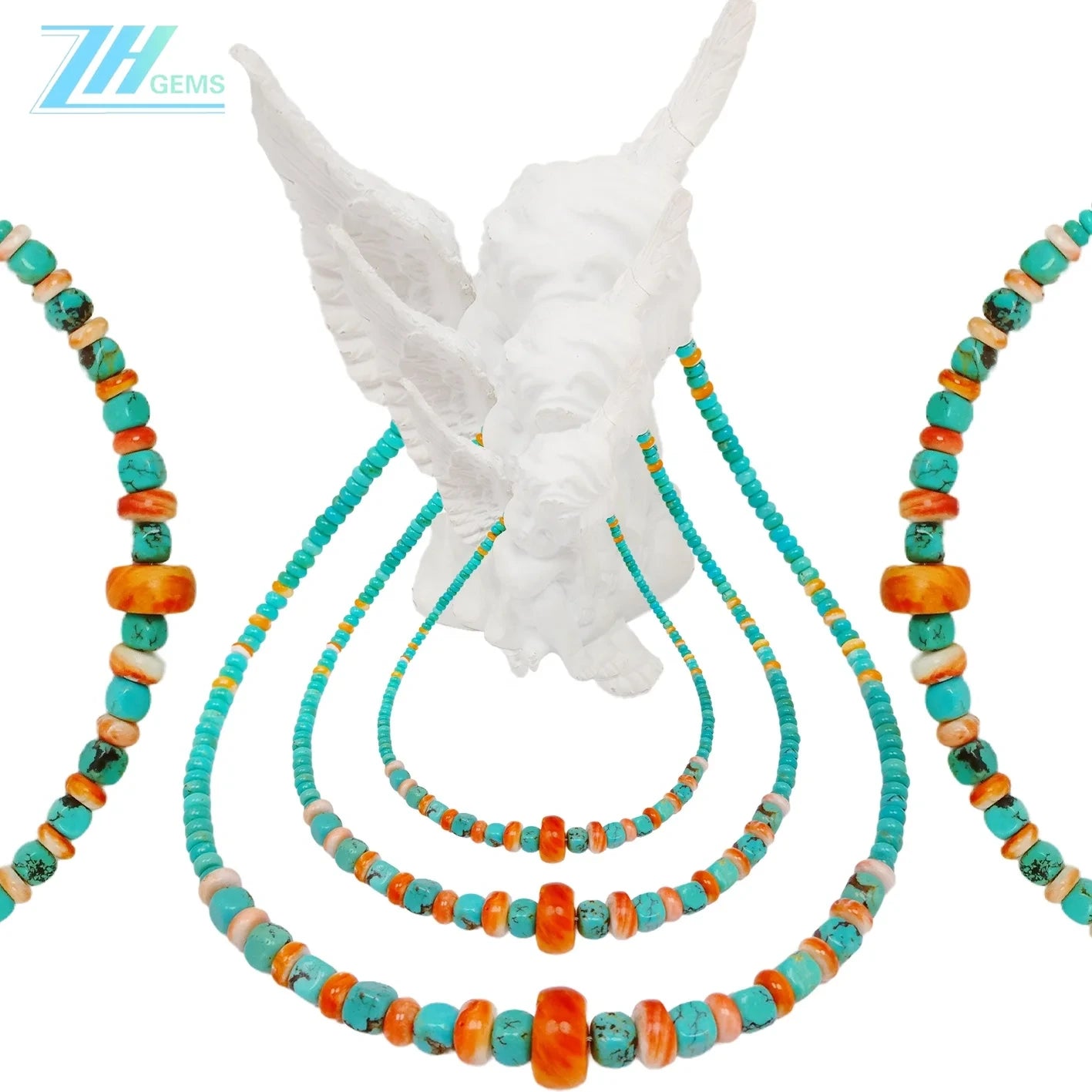 Natural Turquoise And Spiny Oyster Necklace Beautiful Jewelry As Gift Simple Atmosphere Summer Choice For Lover