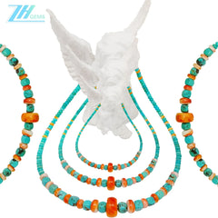 Natural Turquoise And Spiny Oyster Necklace Beautiful Jewelry As Gift Simple Atmosphere Summer Choice For Lover