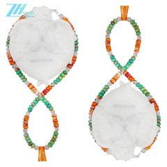 Natural Turquoise Spiny Oyster Black Rutilated Quartz Orange Green Gemstone Gift Necklace For Girlfriend Diy Jewelry Making