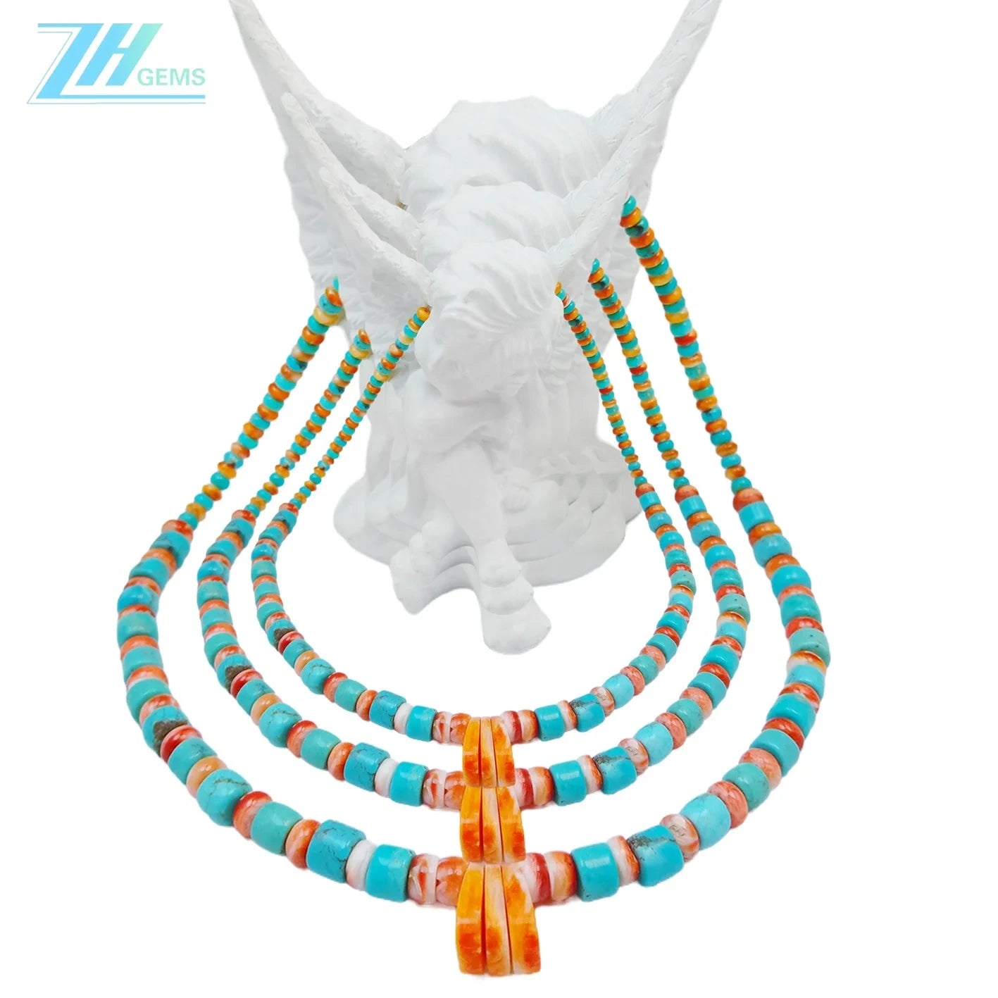 Natural Turquoise And Orange Spiny Oyster 22.9g Heishi With Roundle Beads Gemstone Jemelry Handmade Gift Atmosphere Gift