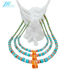Natural Turquoise And Orange Spiny Oyster 22.9g Heishi With Roundle Beads Gemstone Jemelry Handmade Gift Atmosphere Gift