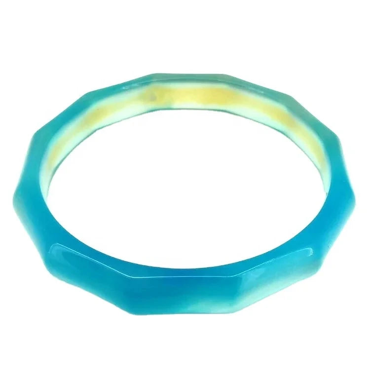 Natural Jewelry Yellow-blue Agate Gemstone Woman Man Bangle Best Gift 53-63mm