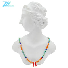 Natural Turquoise Spiny Oyster Lapis Lazuli Beads Necklace Transparency Gemstone 16inch 925 Sterling Silver Chip Statement