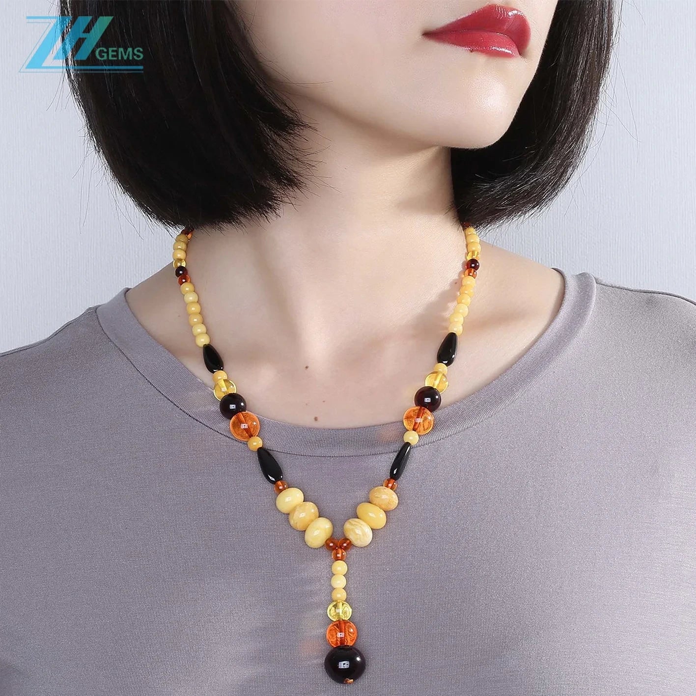 Baltic Amber Gemstone Necklace High Quality Loose Beads Making Necklace Jewelry Summer Necklace Yellow Meaningful Jewelry