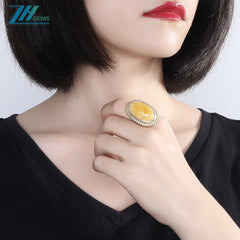 Amber Hobo Style Sea Lover Boho Ring Beach Jewelry Yellow Sundance Style Women Gift For Her Modern Amber Unusual As Gift