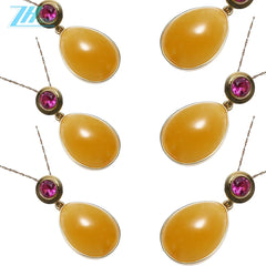 Natural Amber Yellow Colorbaltic Non-optimized Chanterelle Beeswax Pendant Sterling Silver Gold Setting 10.1g As Gift