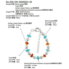 Amber Is Vivid And Turquoise Is Mysteriousthey Are Intertwined On An S925 Silver Chain The Hand Woven Craftsmanship Shows