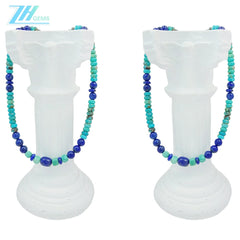 Natural Turquoise Lapis Lazuli Necklace 16inch Summer Present Personalized Necklace Simple Atmosphere Jewelry