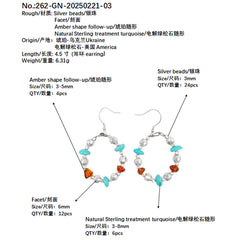Natural Amber,Turquoise And S925 Silver Are Skillfully Combined The Delicate And Compact Shape Trims The Face Contour