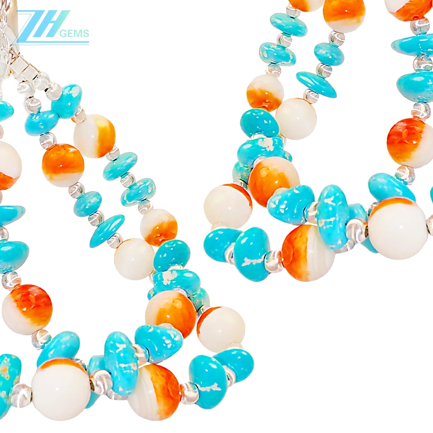 The S925 Silver Double Layer Bracelet Strings Sterling Treatment Turquoise And Natural Orange Spiny Oyster Like A