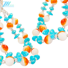 The S925 Silver Double Layer Bracelet Strings Sterling Treatment Turquoise And Natural Orange Spiny Oyster Like A