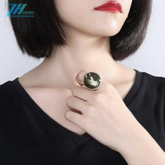 Baltic Amber Black Ring Energy Jewelry With Natural Amber Bead High Quality Gemstone Simple Atmosphere Jewelry For Gift Choice