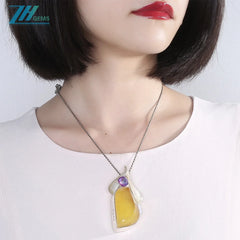 Excellence Huge Black Amber Pendant Baltic Amber And Sterling Various Shades Of Amber Handmade Pendant Yellow Color