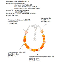 This Exquisite Bracelet Features Unique Orange Spiny Oyster Surrounded By Delicate S925 Silver Beads Shows Elegance