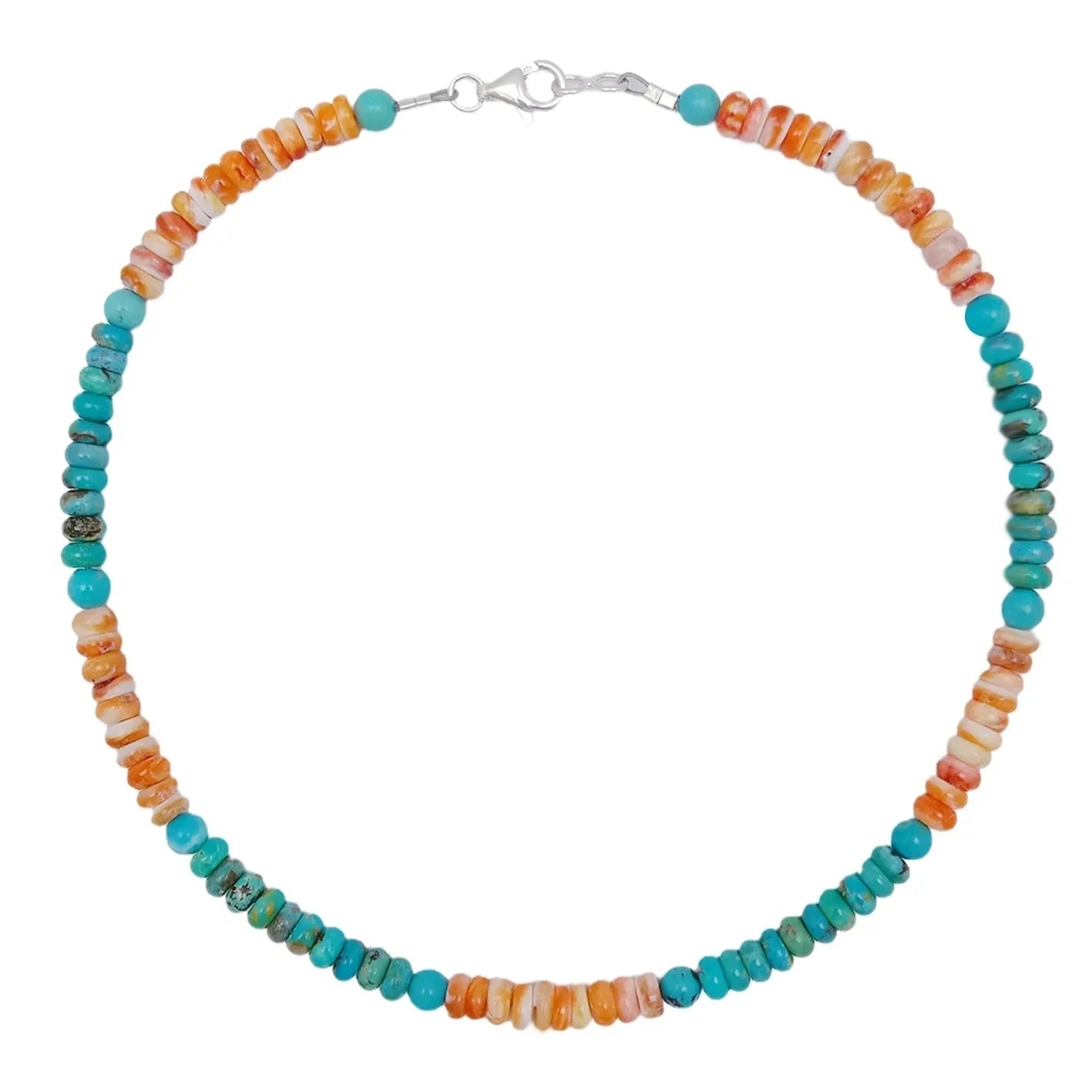 Spiny Oyster Beads Natural Stablish Turquoise Beads S925 Silver Necklace Jewelry Accessories Female Fashion Exquisite