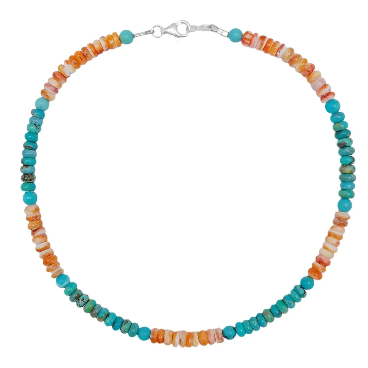 Spiny Oyster Beads Natural Stablish Turquoise Beads S925 Silver Necklace Jewelry Accessories Female Fashion Exquisite