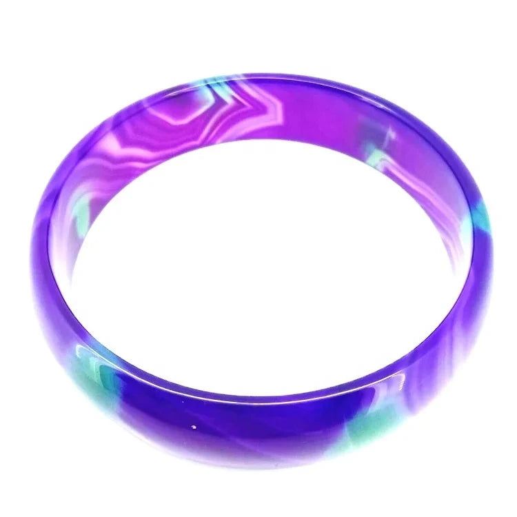 53mm-63mm Agate Stone Band Bangle Purple Gemstone Width Bangle Woman Man Bangle Best Gift