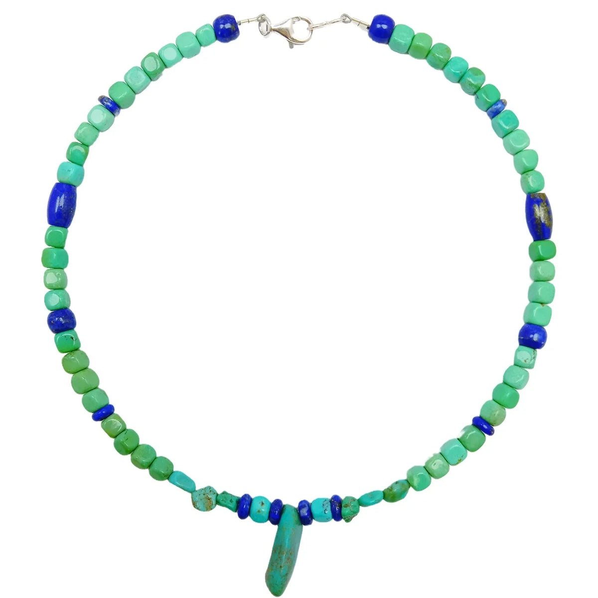 Natural Turquoise And Lapis Lazuli Green With Blue Color 25.8g Square And Free-shape Beads Necklace Periphery Jewelry Present