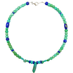 Natural Turquoise And Lapis Lazuli Green With Blue Color 25.8g Square And Free-shape Beads Necklace Periphery Jewelry Present