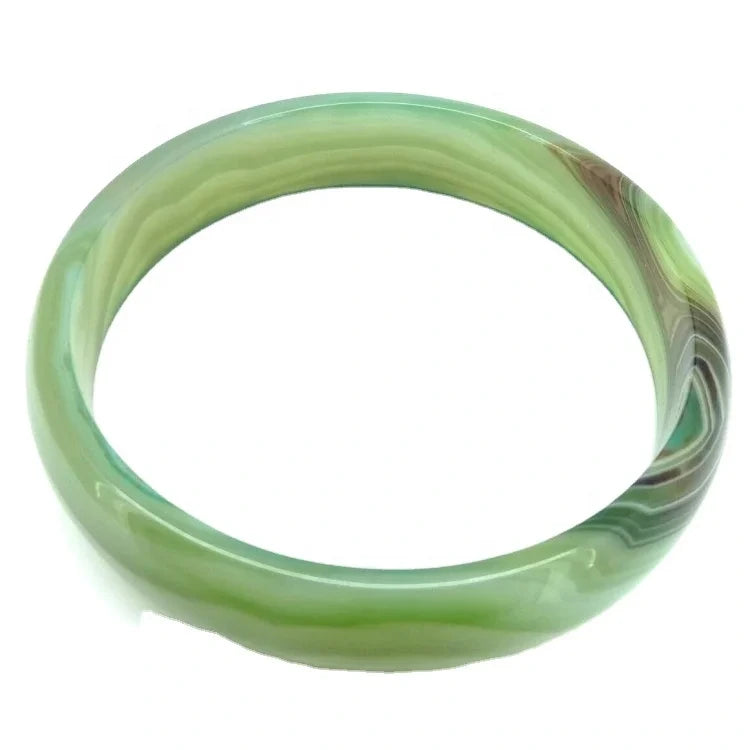53mm-63mm Green Agate Stone Band Bangle Gemstone Width Bangle Woman Man Bangle Best Gift