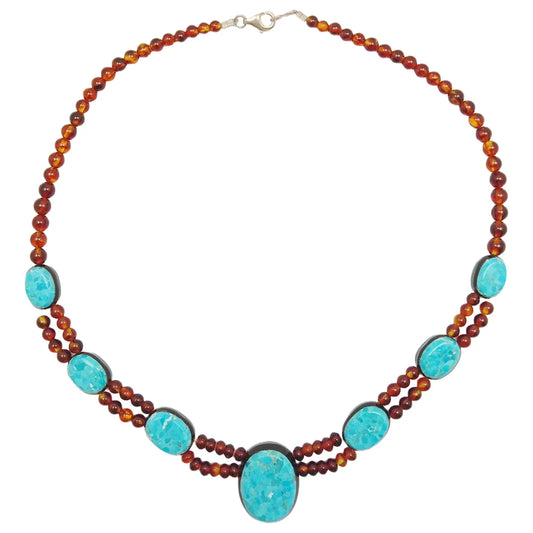 Amber Natural Turquoise 25.7g Color Red Match Blue Combination Jewelry Necklace Delicate Gift As Surprising Choice Summer