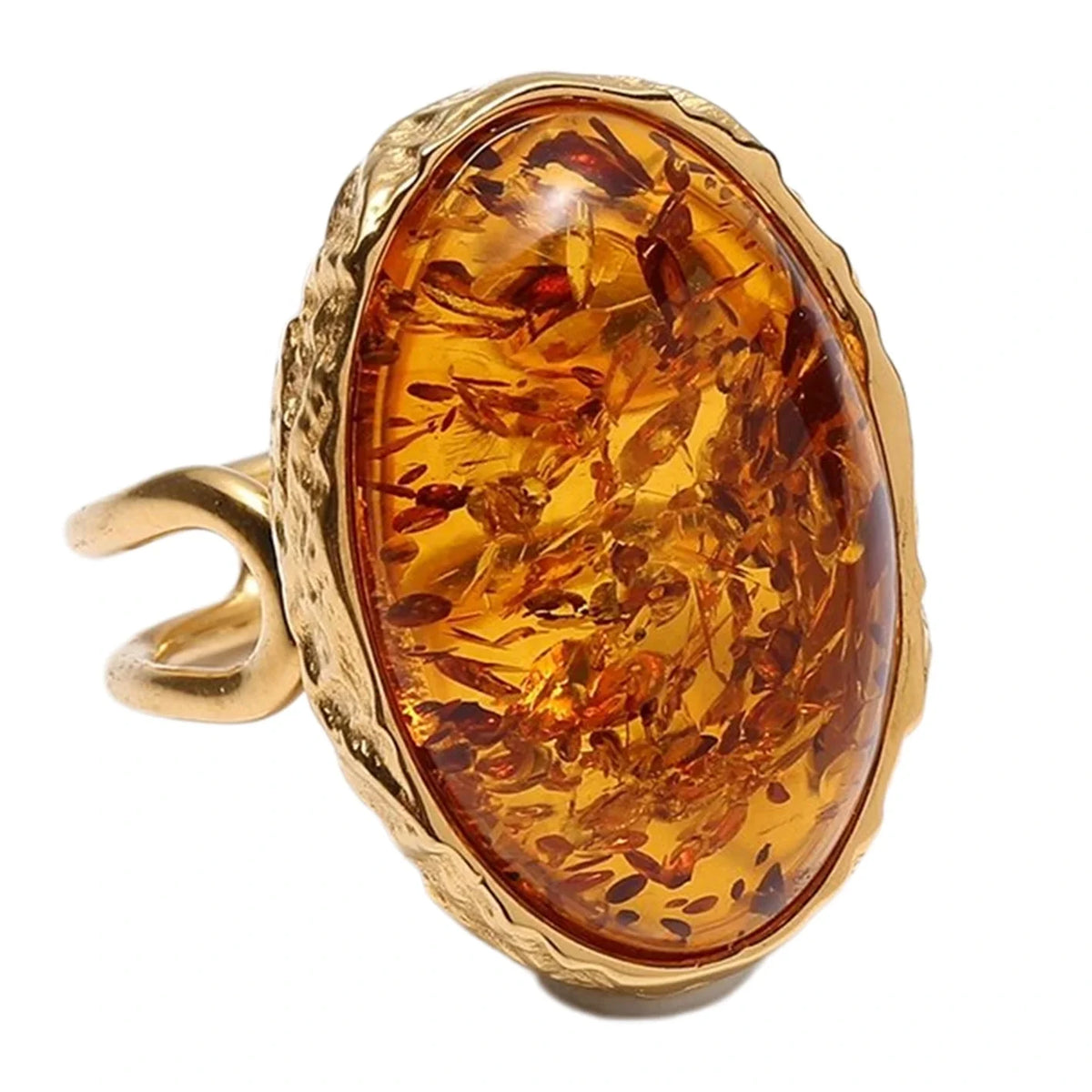 Amber Ring Orange Cabochon Oval Sterling Amber Stone Engagement Gift For Her Huge Handmade
