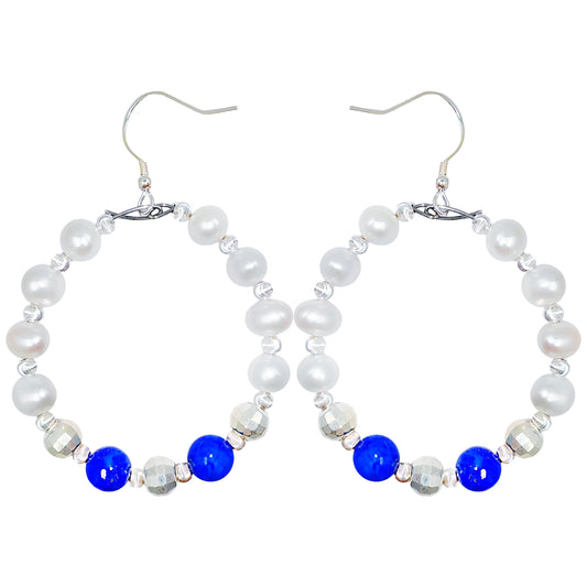 Natural Pearl Earrings Natural High Quality Lapis Lazuli Beads 5 Inch Jewelry Earrings Are Selling Well All Over The World