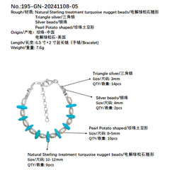 Turquoise Pearl Bracelet S925 Silver Fashion Women's Jewelry Designer Custom Natural Pearl Silver Beads Accessories2
