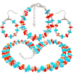 Sterling Treatment Turquoise Red Spiny Oyster And S925 Silver Form A Set With Double Layer Ingenuity It Fully Exudes
