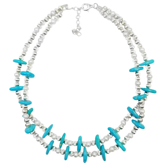 Necklace Natural Turquoise Necklace Pair With Delicate Natural Pearls And Turquoise Beautiful Jewelry Necklace Winter Gifts