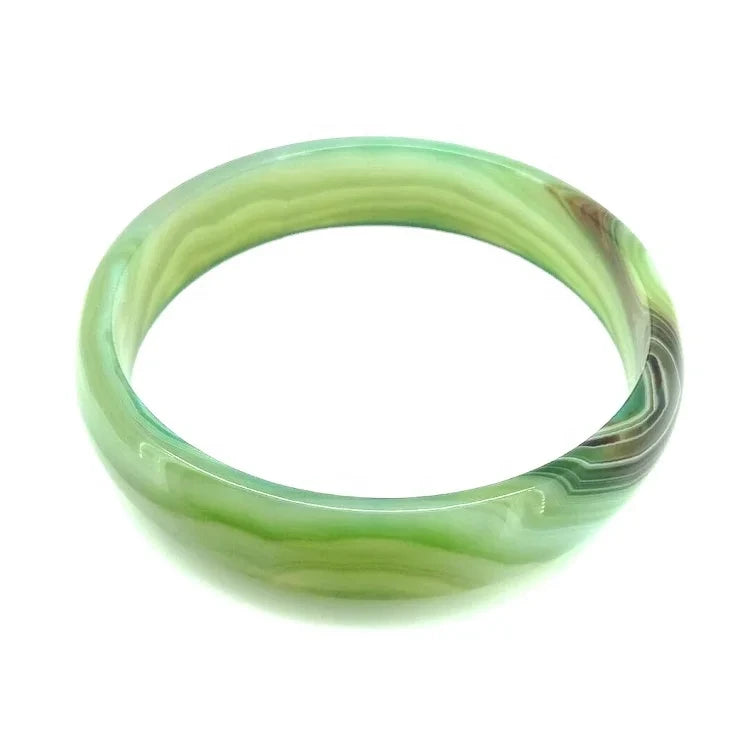 53mm-63mm Green Agate Stone Band Bangle Gemstone Width Bangle Woman Man Bangle Best Gift