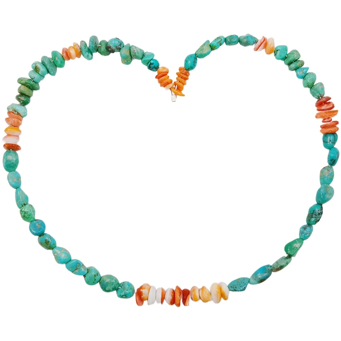 Natural Turquoise And Spiny Oyster Free-ahpe And Roundle Gemstone Beads Summer Necklace Choice As Surprising