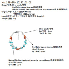 New Year's Gift Beautiful Natural Winter Turquoise Bracelet For Women Natural Rare Red Spiny Oyster And Turquoise Beautiful