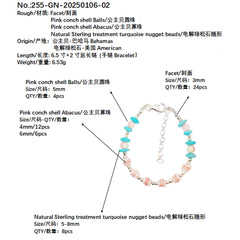 Fresh Color Matching Simple And Cute Style Goddess Bracelet Turquoise With Natural Pink Opal Pink Shell Beautiful Gift