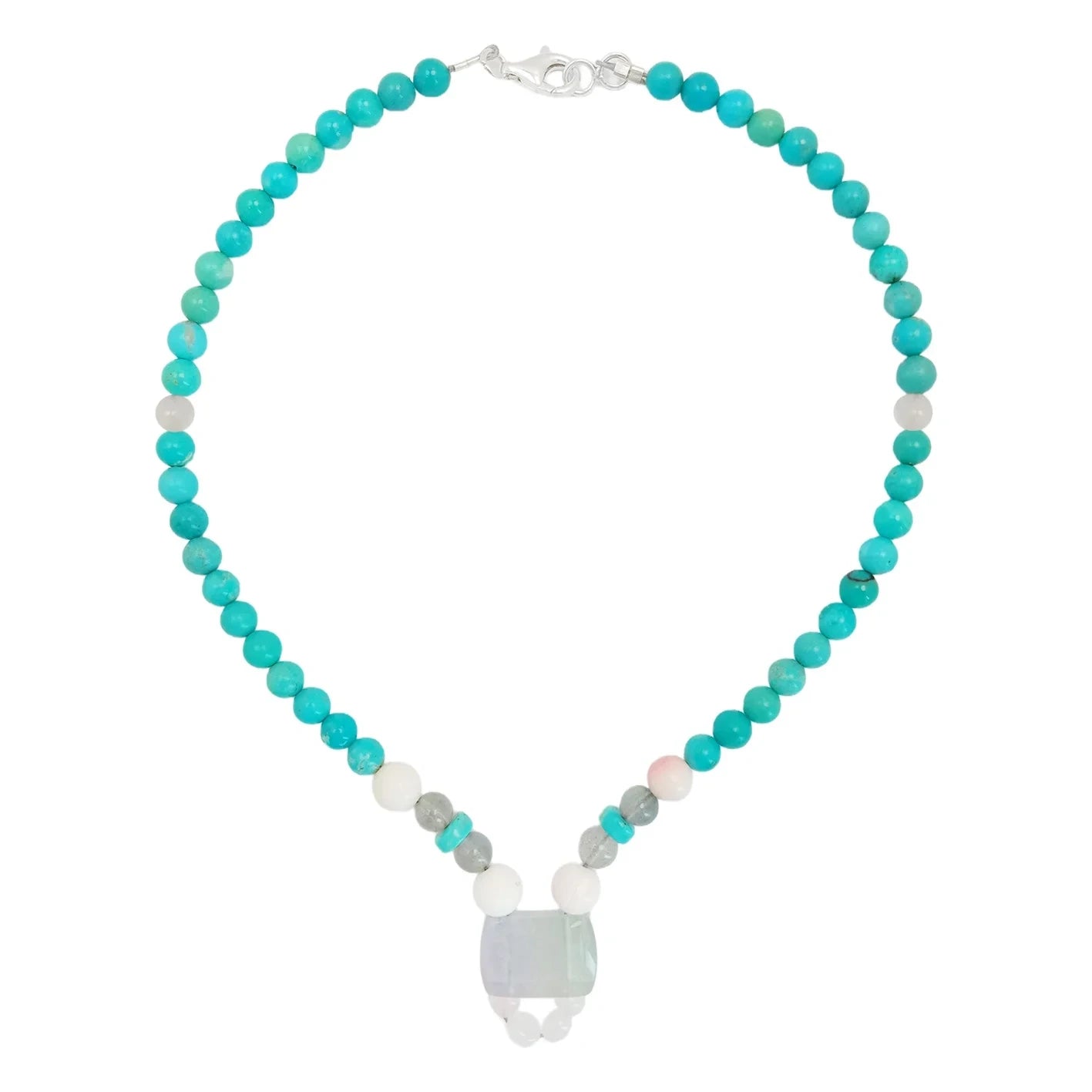 Natural Turquoise Pink Opal Rose Quartz And Labradorite With Color Green Gray Pink Gemstone Delicate Round Gemstone Beads