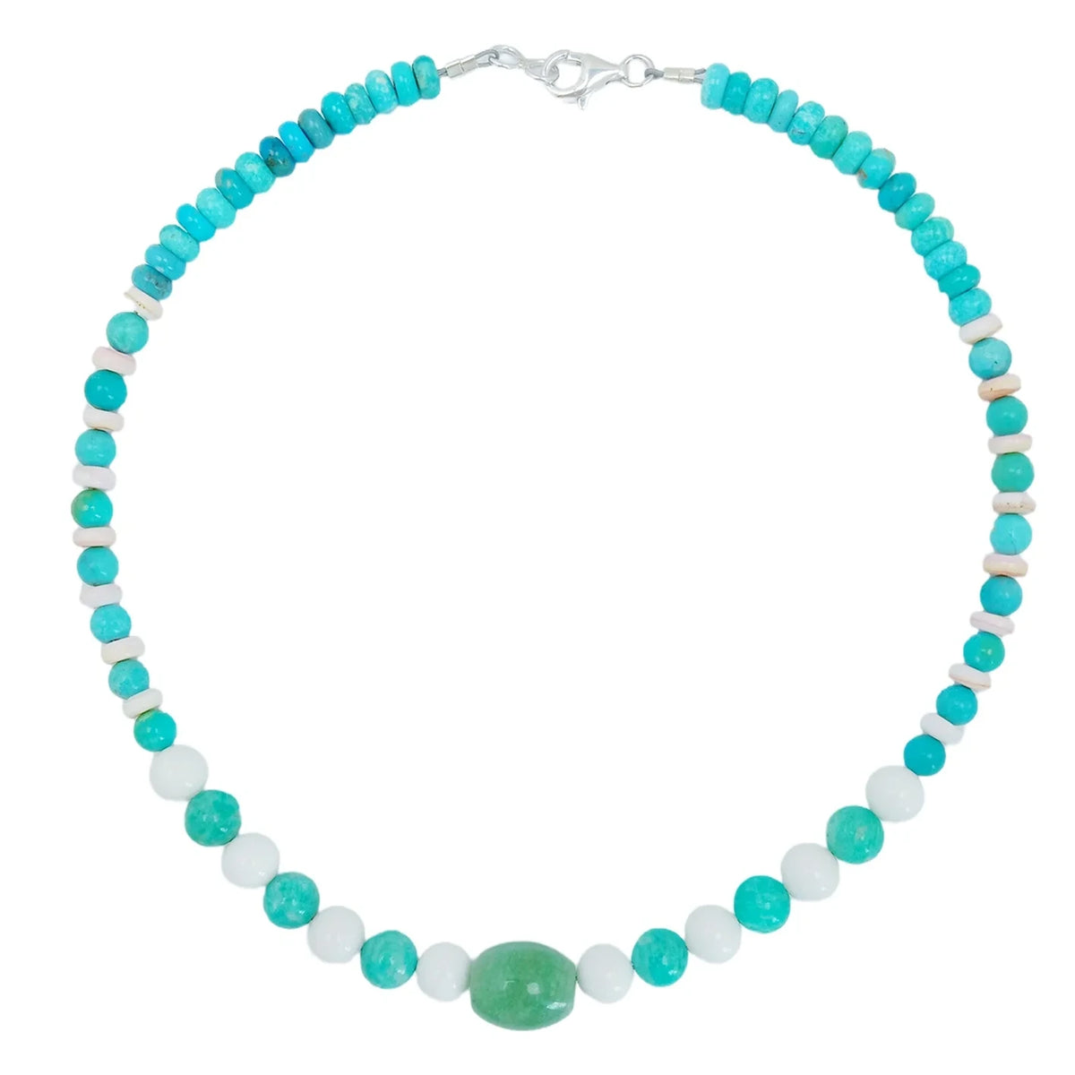 Natural Turquoise Amazonite Tridacna Aventurine Roundle Round Beads Gemstone Combination Jewelry Size 16inch Weight27.6g