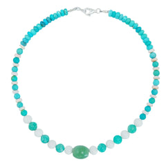 Natural Turquoise Amazonite Tridacna Aventurine Roundle Round Beads Gemstone Combination Jewelry Size 16inch Weight27.6g