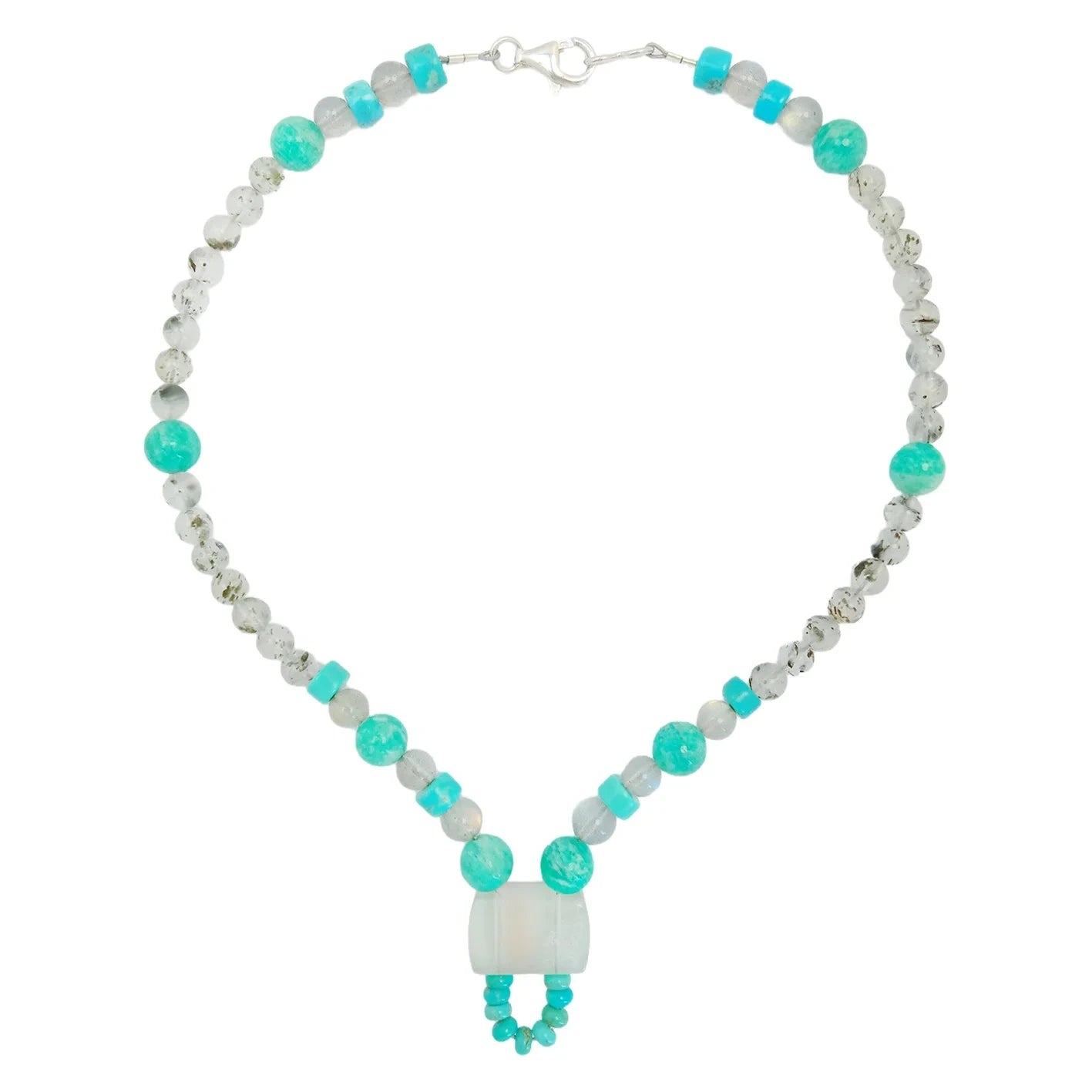 Natural Turquoise Black Rutilated Quartz Labradorite Fluorite Fluorspar And Amazonite Making Necklace Beautiful Surperising