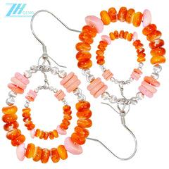 These Unique Earrings Combine Orange Spiny Oyster And S925 Silver Beads Ingeniously Swaying Gracefully