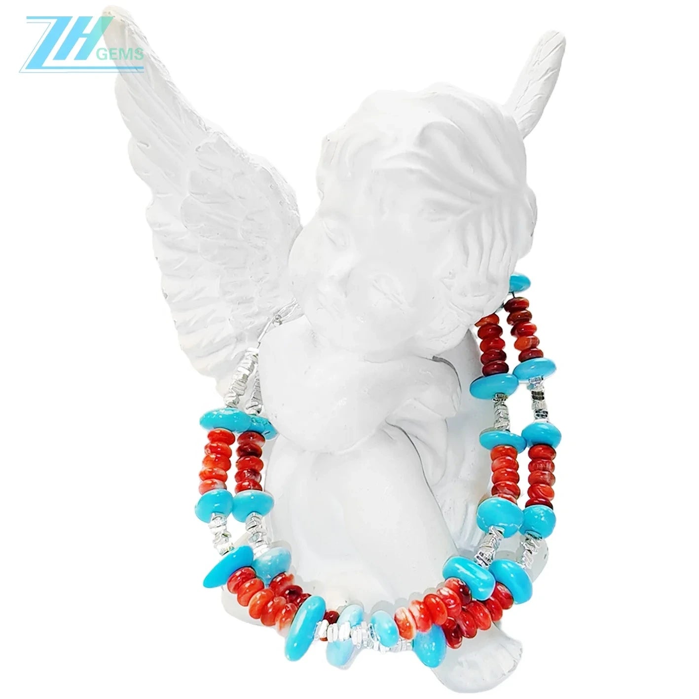 Natural Turquoise And Red Spiny Oyster Layer Bracelet With S925 Silver Exquisite Bracelet Fine Jewellery