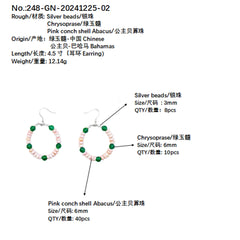 Real Pink Opal Earrings With Chrysoprase 925 Sterling Silver Stud Drop Earrings For Women For Her Gemstone Gift