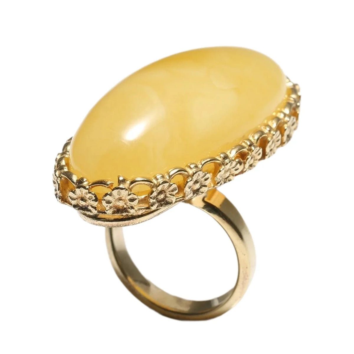 Large Yellow Amber Ring With Natural Crust Sterling Silver Natural Baltic Amber Promise