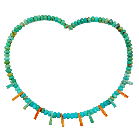 Natural Turquoise And Orange Spiny Oyster Roundle Beads Size 16inch Weight Green Match Orange As Gift For Girlfriend Making