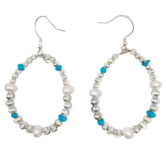 Pearl Earrings Turquoise Natural Earrings S925 Silver Women's Jewelry Best Selling Designer Custom Beautiful Women's Jewelry