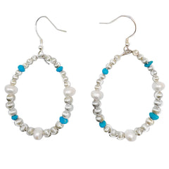 Pearl Earrings Turquoise Natural Earrings S925 Silver Women's Jewelry Best Selling Designer Custom Beautiful Women's Jewelry