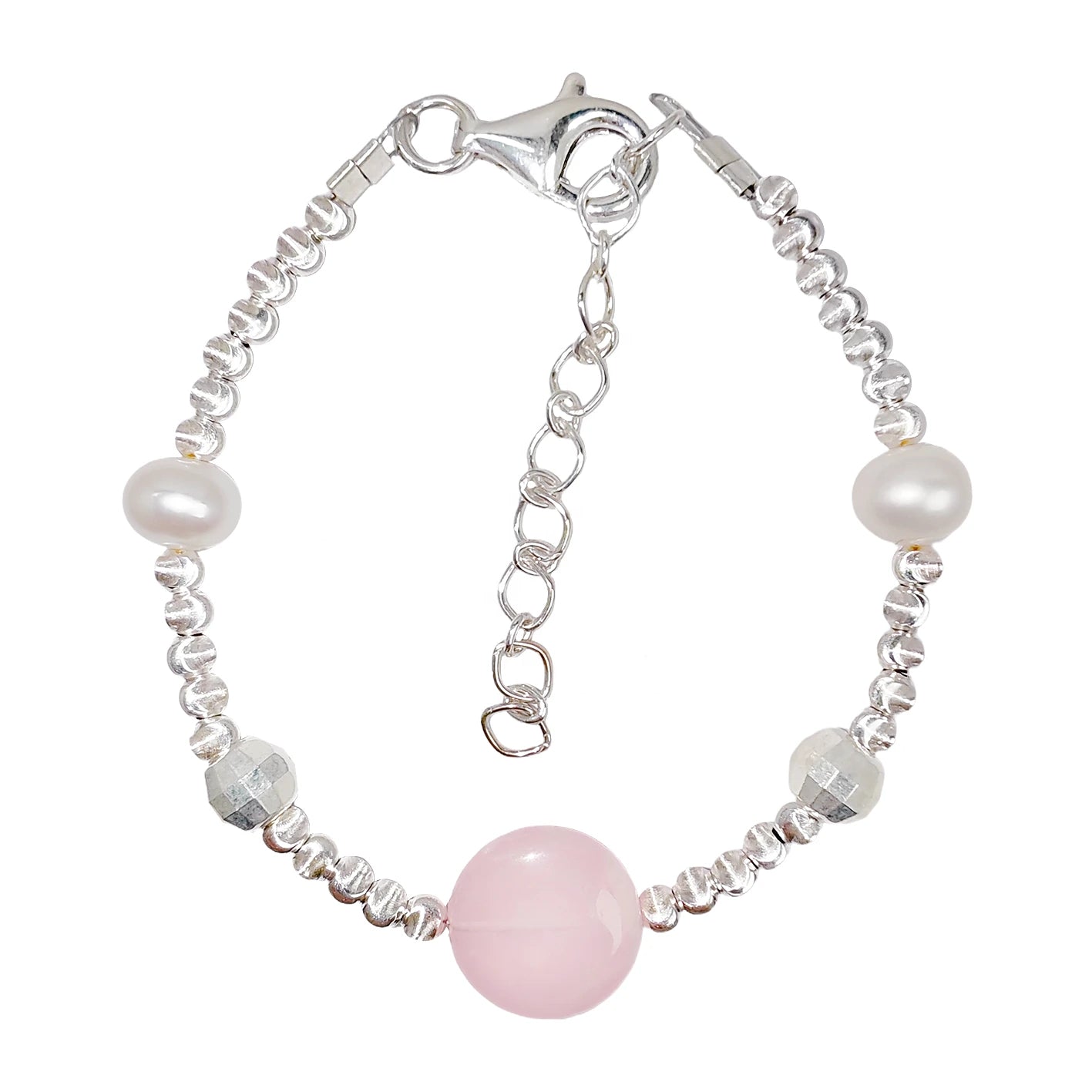 High Quality Natural Rose Quartz Natural Freshwater Pearl C925 Silver Pink White Classic Color Bracelet The Best Gift
