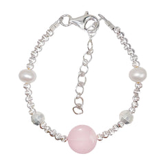 High Quality Natural Rose Quartz Natural Freshwater Pearl C925 Silver Pink White Classic Color Bracelet The Best Gift
